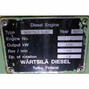 WARTSILA MAIN ENGINE 6 L 46 C
