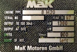 Mak 8 M 20 MAK 8 M 20 AUXILIARY ENGINE